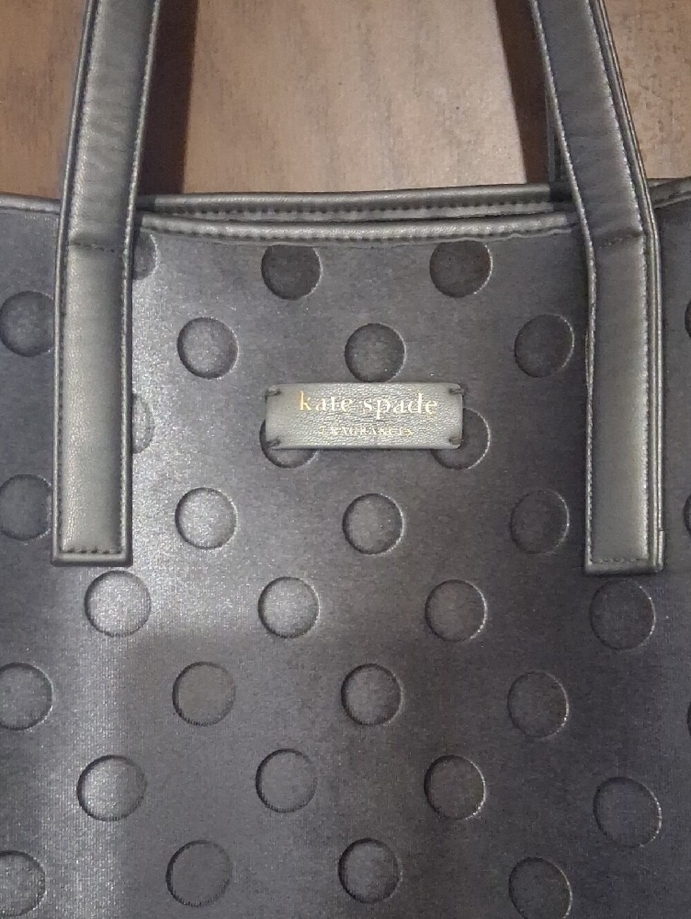 LOW START NO CALL kate spade metallic charcoal polka dot totE GREAT. Condition! - Picture 2 of 11